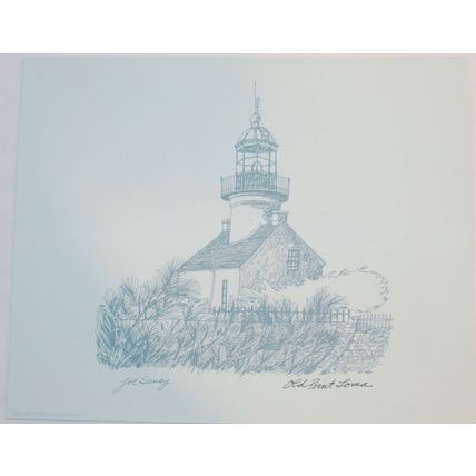 Vintage 1975 Set Sunset Pictorial California Lighthouse Drawings, Joe Seney