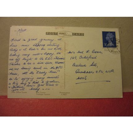 G.P.O. TOWER, LONDON, multiview used postcard by E T W Dennis 1972 pm /