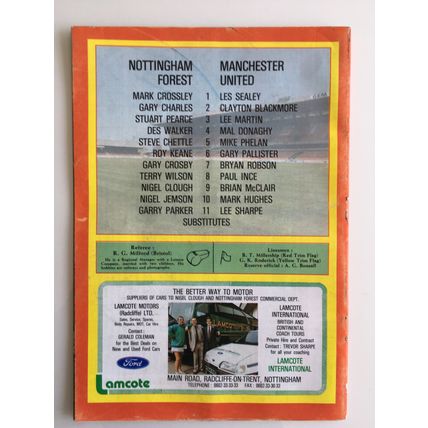 NOTTINGHAM FOREST V MANCHESTER UNITED (MATCH DAY PROGRAMME (16/03/1991)