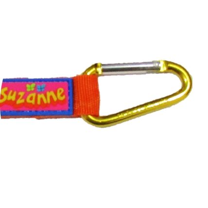 Suzanne Named Keyring Orange Nylon Yellow Carabiner Clip Bright Suzanne
