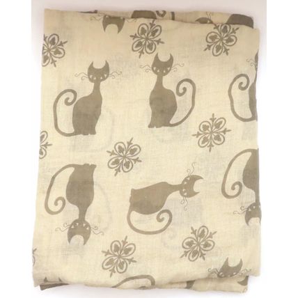 Womens Black Cat Scarf Thin Off Stone 192 cm x 72 cm Comes Boxed Gift Accessory