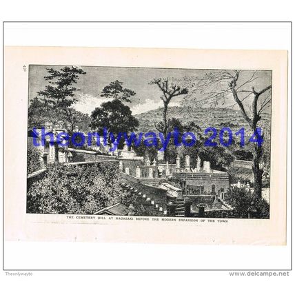 CEMETARY HILL, NAGASAKI, JAPAN, BOOK ILLUSTRATION, HARMSWORTH c1907