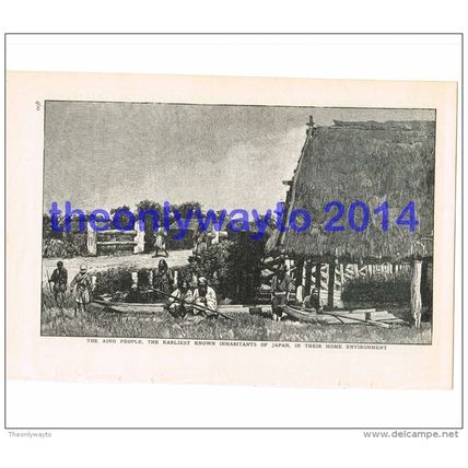AINO PEOPLE HOME ENVIRONMENT, JAPAN, BOOK ILLUSTRATION, HARMSWORTH c1907