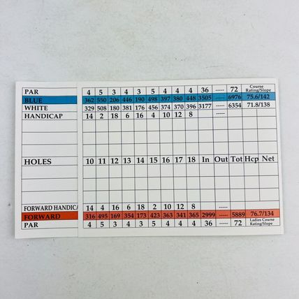 Cog Hill Country Golf Club Dubsdread #4 Course Scorecard Blank Lemont Illinois