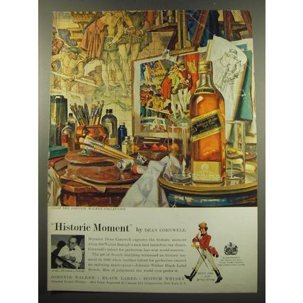 1960 Johnnie Walker Black Label Scotch Ad - Historic moment by Dean Cornwell