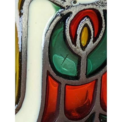 Vintage Iron Stained Glass Christmas Candle Holder Angel