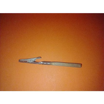 Antique Manicure Ivory & RED Tone Bakelite Handle Tools Knife, ROACH CLIP