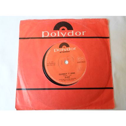 7"1972 SLADE.GOODBUY T' JANE ,2058312, I WON'T LET IT 'APPEN AGEN. EXCELLENT