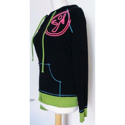Zumba Long sleeve zip up Instructor Hoodie Sweat Top Black Multi S
