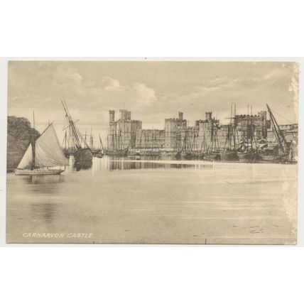 CARNARFON Castle 1890 ships early 20th C. RPPC Misch 303814