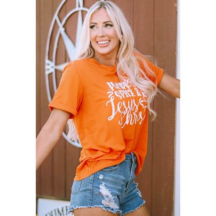 Orange PUMPKIN SPICE & Jesus Christ Graphic T-shirt