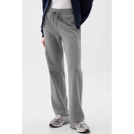 Light Grey Solid Color Fleece Lined Drawstring Waist Casual Pants