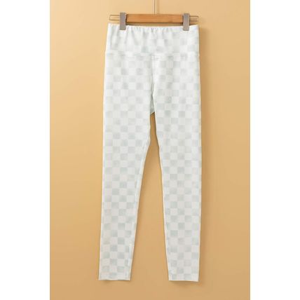 Gray Checkered Pattern High Waist Skinny Leggings