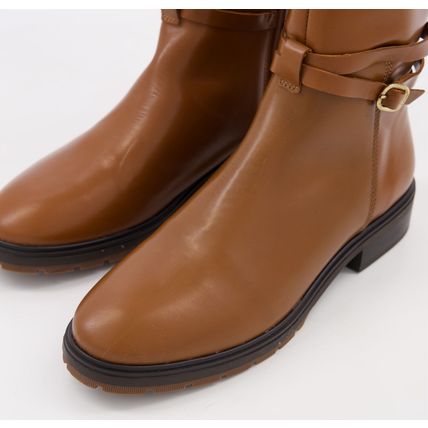 TOMMY HILFIGER Winter Cognac Leather Belt Knee High Boots - NEW (RARE & COLLECT)