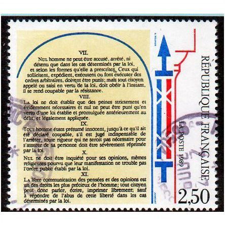 FRA 1989 2.50F 'RIGHTS OF MAN' FINE USED (EBID10886)