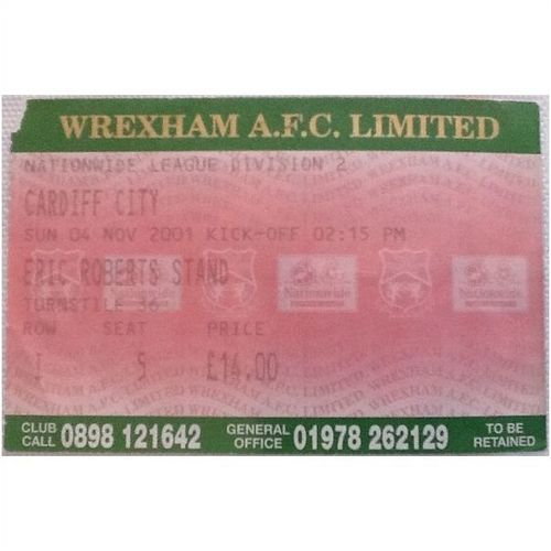 Wrexham v Cardiff City 2001/02 Division 2 Football Ticket Stub