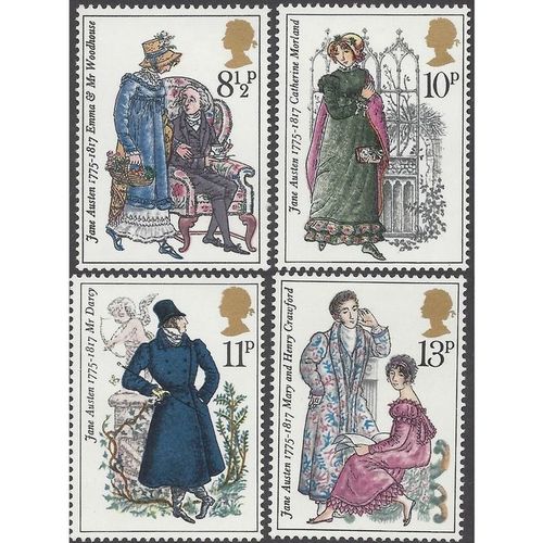 Great Britain 1975 Jane Austen Unmounted Mint NHM 2 SG 989-992 Sc 754-757 stamp