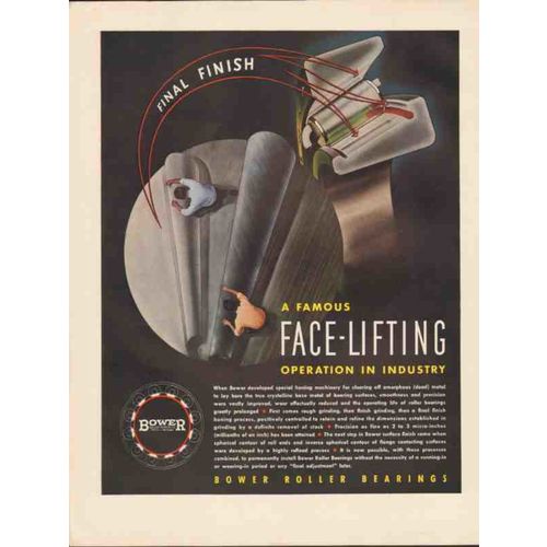 bower roller bearing company 1947 face lifting operation vintage ad