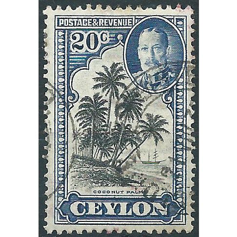 Ceylon 1936 SG374 20c Black & Grey-Blue Fine Used .. ..
