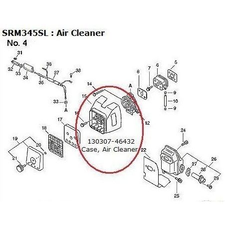 Kioritz Echo 13030746432 Air Cleaner Case 130307-46432 SRM-345S New Old Stock