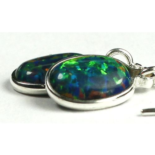 Created Blue/Green Opal, 925 Sterling Silver Threader Earrings, SE005