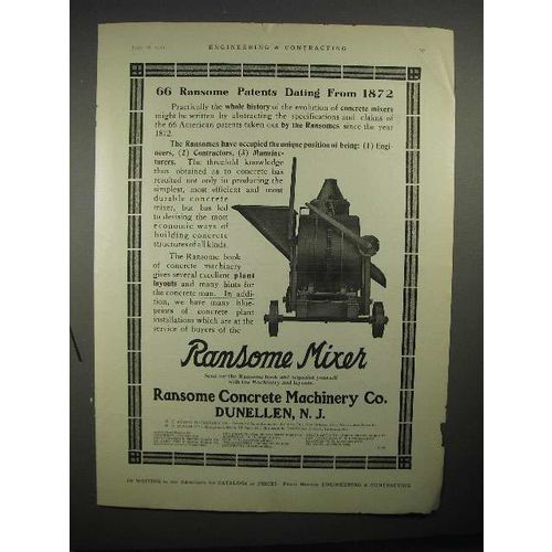 1911 Ransome Concrete Machinery Co. Mixer Ad