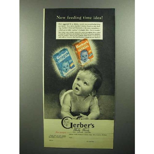 1945 Gerber's Baby Food Ad - New Feeding Time Idea
