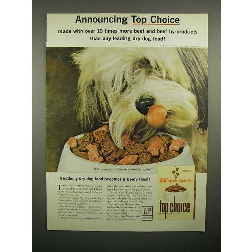 1964 Top Choice Dog Food Ad - 10 Times More Beef