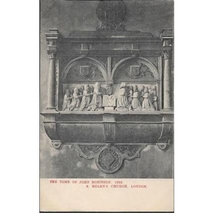 London - St. Helen's Church, Bishopsgate - John Robinson tomb - postcard c.1910s