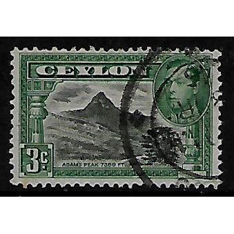 CEYLON 1938 3c BLACK & GREEN ADAMS PEAK SG 387d FINE USED