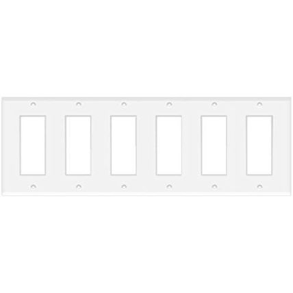 Decorative Wall Plate Plastic Cover 6-Gang White UL Listed