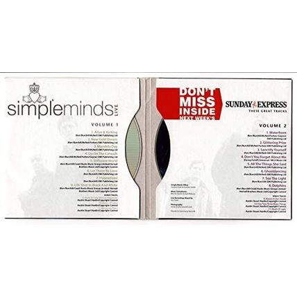 Simple Minds CD Promo The Sunday Express 8 Tracks Simple Minds Live A 2 Disc Set