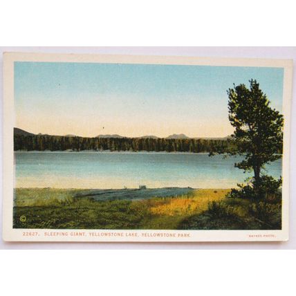 vintage postcard Sleeping Giant Yellowstone Lake