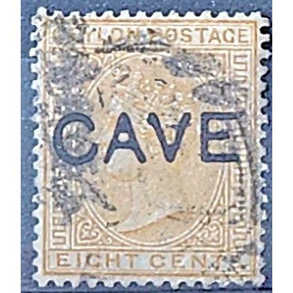 Ceylon 1887 SG150 8c Orange-Yellow Wmk Crown CA CAVE Overprint Good+ Used ..