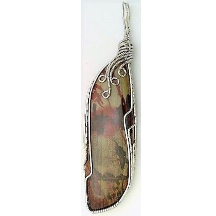 Indian Paint Rhyolite Stainless Wire Wrap Gemstone Pendant 28