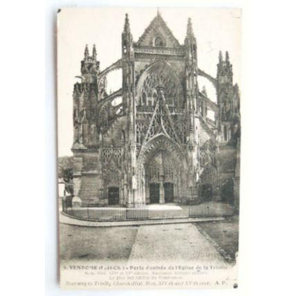 1933 postcard Doorway to Trinity Church, Vendome