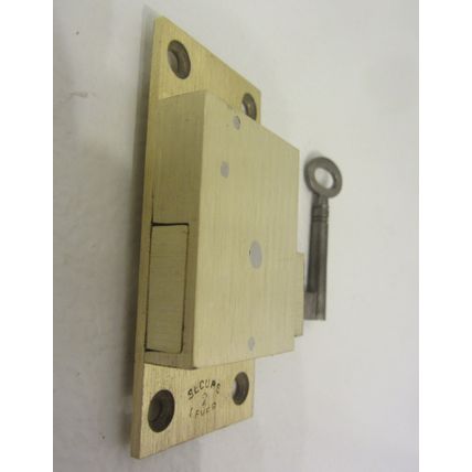 Antique Cabinet Cupboard Lock Solid Brass Has 1 working key 2 Levers 1920s era