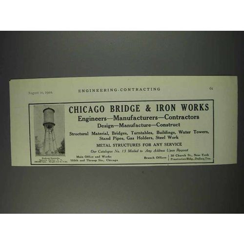 1910 Chicago Bridge & Iron Works Ad
