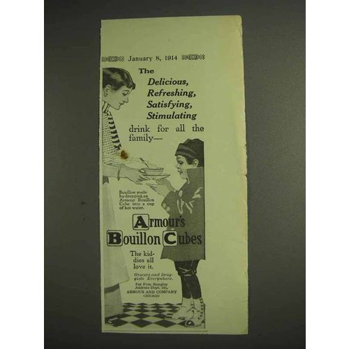 1914 Armour's Bouillon Cubes Ad - Delicious, Refreshing