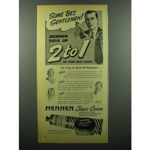 1945 Mennen Shave Cream Ad - Some Bet, Gentlemen