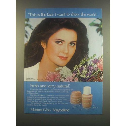 1985 Maybelline Moisture whip Makeup Ad - Lynda Carter