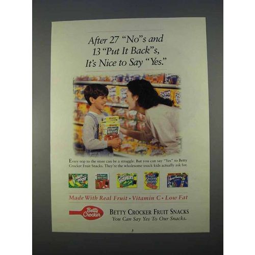 1996 Betty Crocker Fruit Snacks Ad - After 27 No's