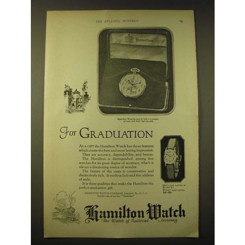 1924 Hamilton Watches Ad - For Graduation
