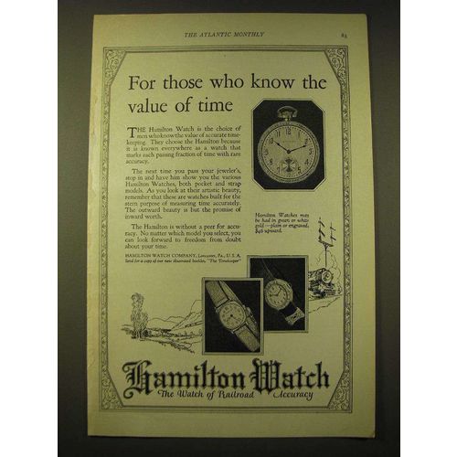 1924 Hamilton Watches Ad - For those who know the value of time