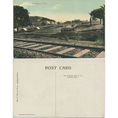 Peshawar Fort India Pakistan unused blank orig 1900s PostCard