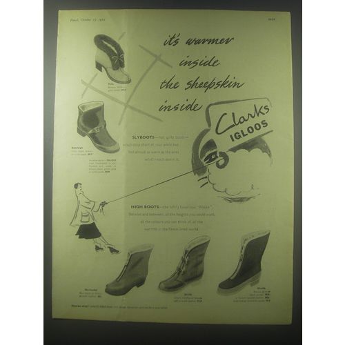1954 Clarks Igloos Boots Advertisement - Pola, Bobsleigh, Norlander, Skilift