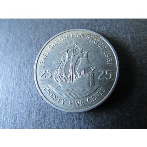 1981 QUEEN ELIZABETH II EAST CARIBBEAN STATES TWENTY FIVE CENTS FREE POST. R