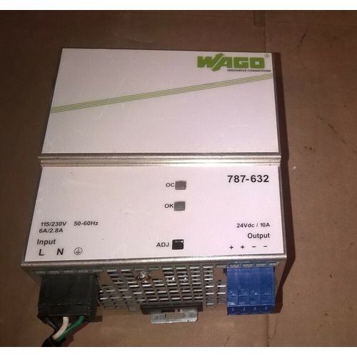 WAGO 787-632 Switched Mode Power Supply 115/230VAC In, 24VDC 10A/240W Out PLC