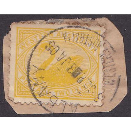Western Australia 2d Yellow Swan postmarked ALBANY 3 JA 1908