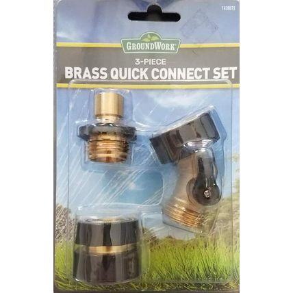 3-Piece Brass Garden Hose Quick Connect Set